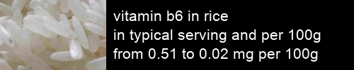 vitamin b6 in rice information and values per serving and 100g